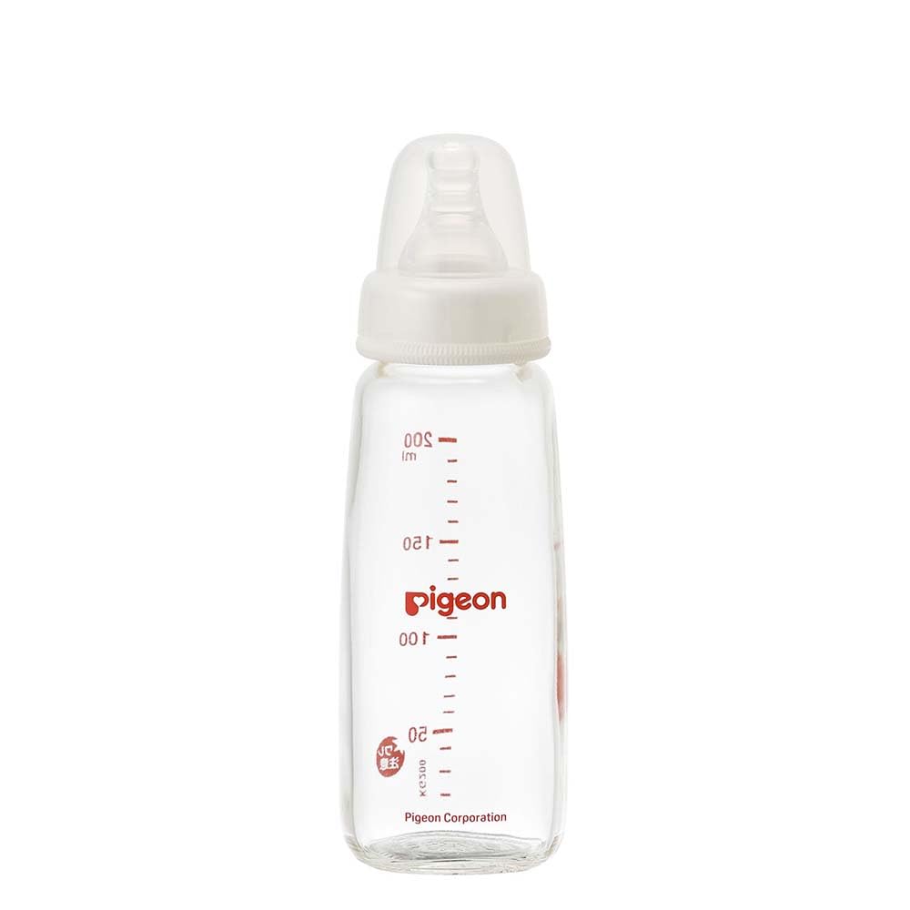 Pigeon Slim Baby Bottle, 200ml, Made of Heat-Resistant Glass, Quick-Cooling, Scratch-Resistant, and Hygienic