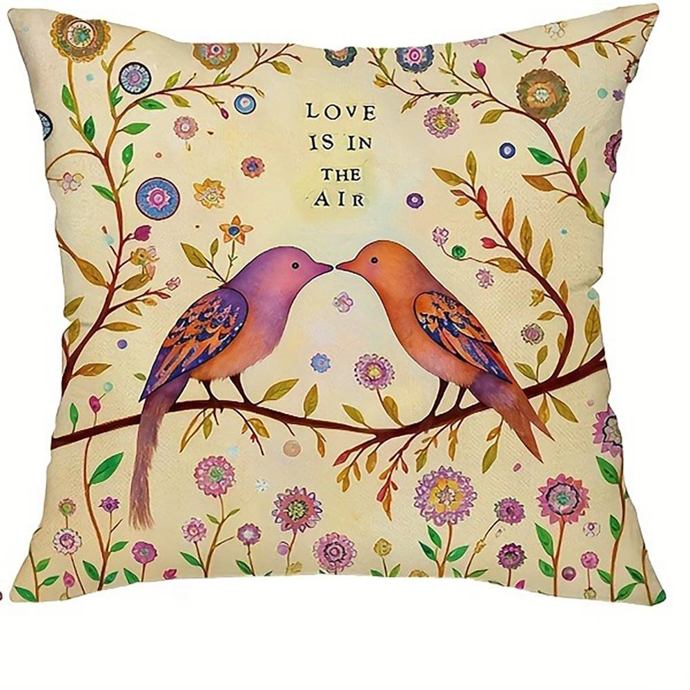 

Colorful Floral and Bird-Printed Pillowcases: Add a Touch of Nature s Charm! Sofa cushion cover home room decoration 16x16Inch