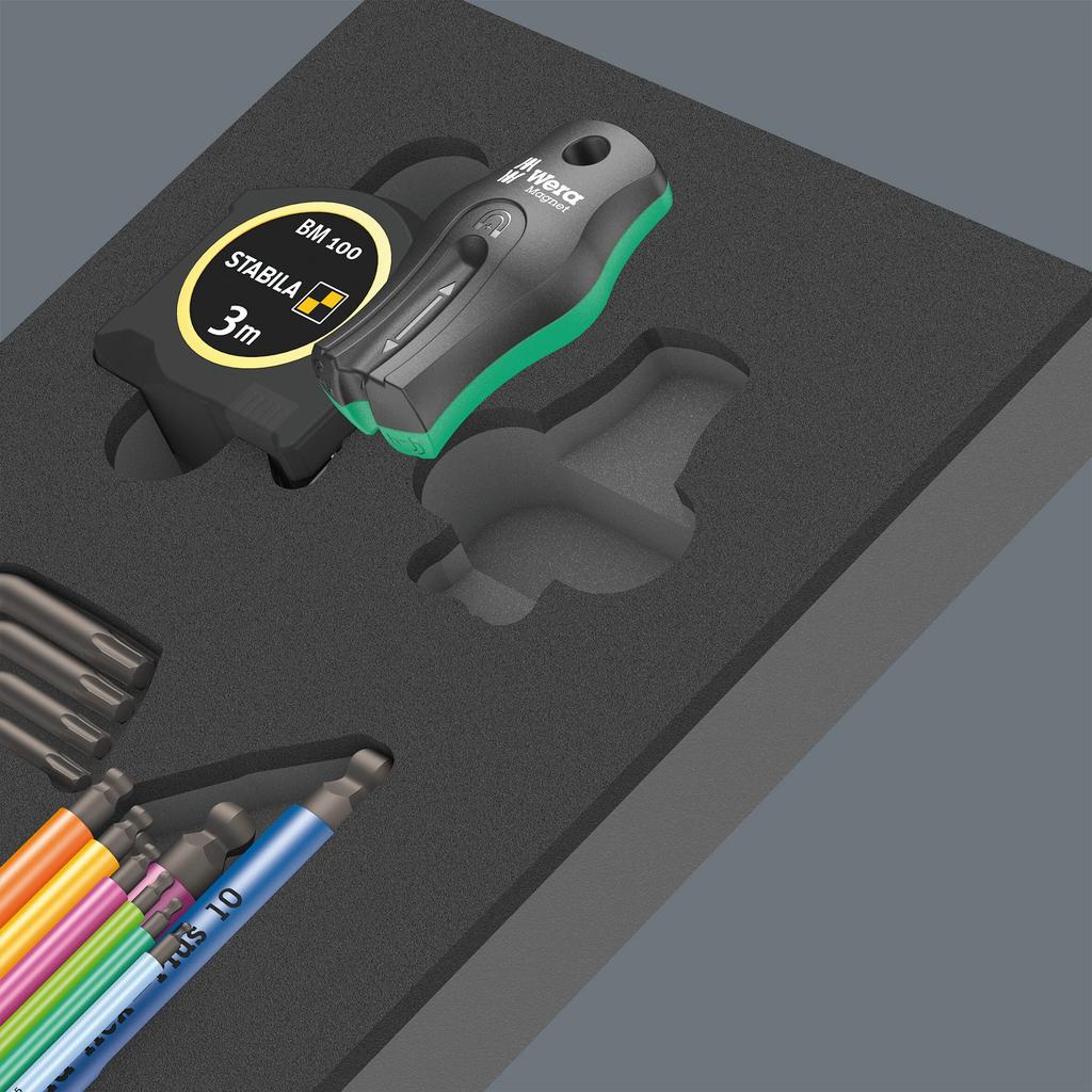 WERA Set mit Schaumstoff Enthält Sechskant Torx Klebeband und Magnetisierer 20-teilig L-förmig Hex-Plus Einsätze Stange Schraubenschlüssel Maß, (150140)