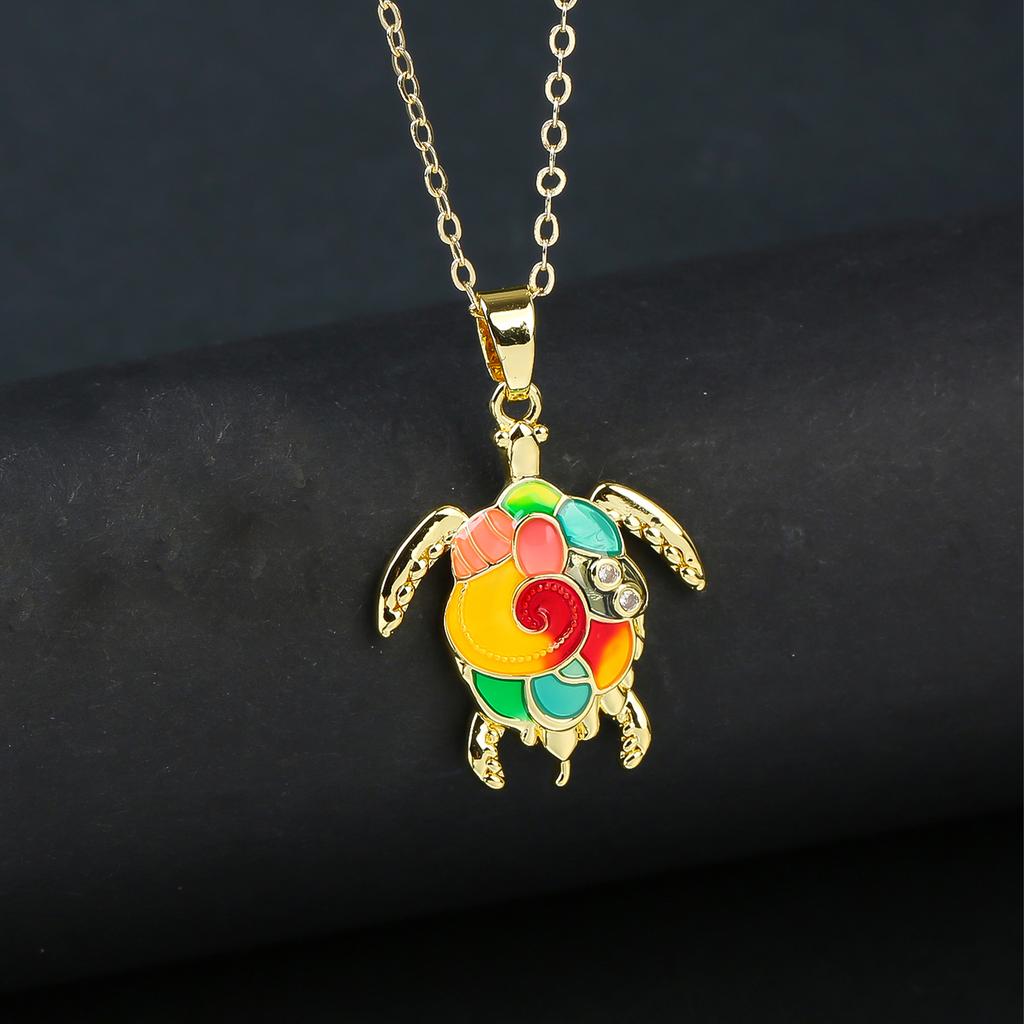 Light Luxury Crystal Zirconia Sea Turtle Necklace Fashion Animal Pendant Choker Daily Jewelry Party Gifts For Women Girls