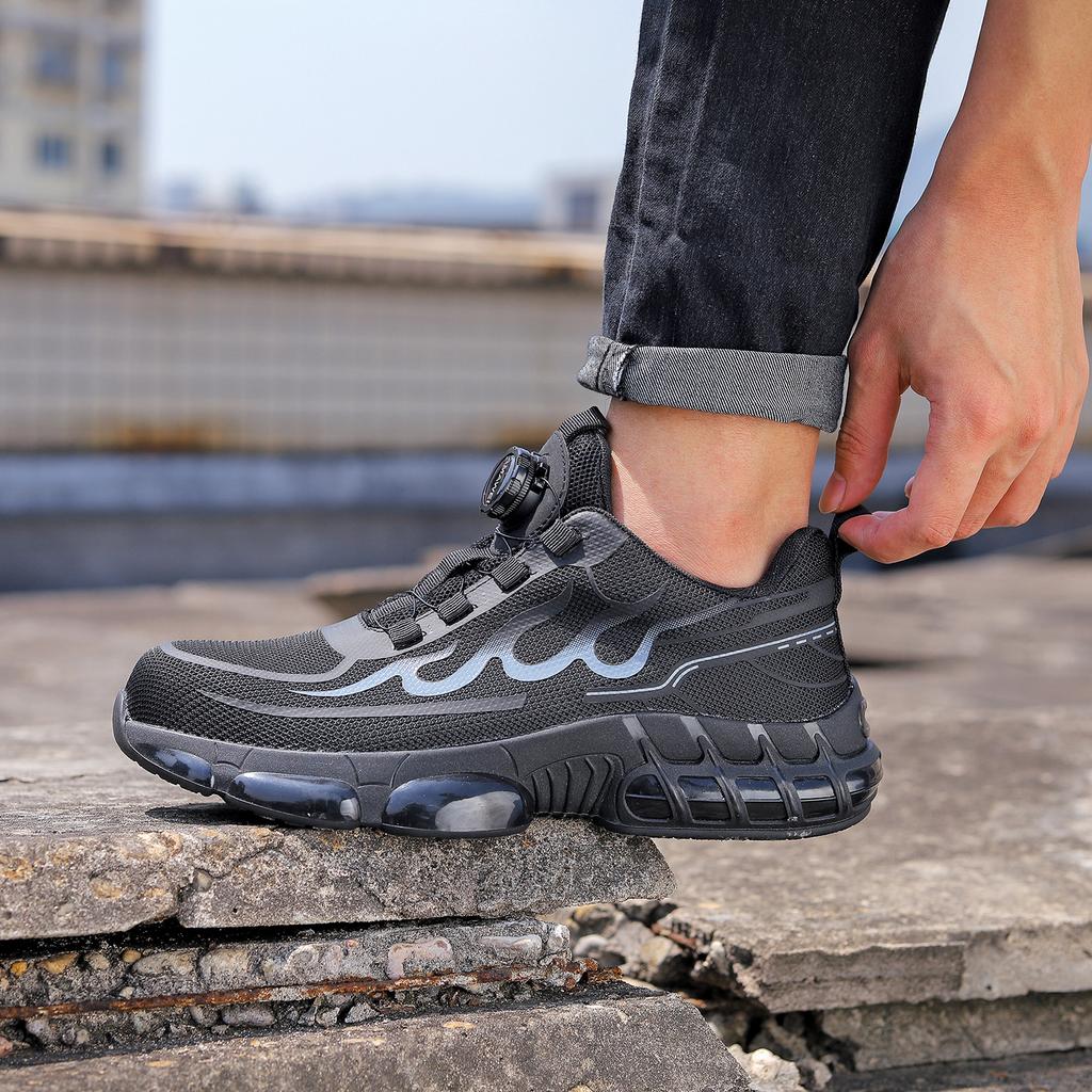 Men'S Safety Boots Steel Toe Comfortable Protective Boots Indestructible Breathable Shoes Anti-Drop Anti-Puncture Work Boots