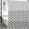 Black Gradient Wave Line Geometric Modern Minimalist Shower Curtain, Bathroom Decorative Shower Curtain, Waterproof Shower Curta