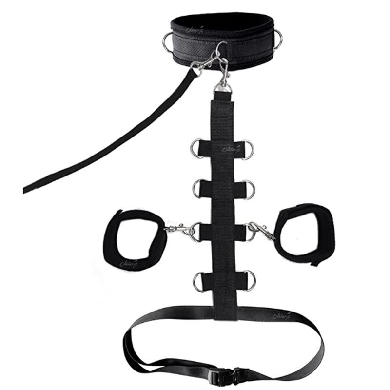Adult Bondage Restraint Set: Backhand Strap, Handcuffs, Collar - Perfect for Flirty Couples