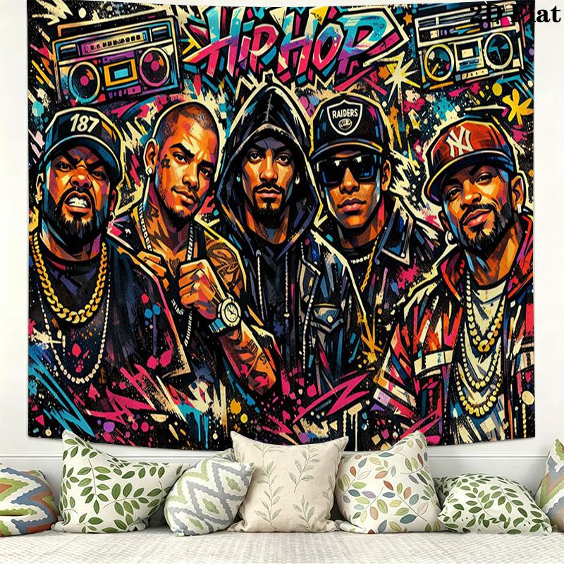 Rapper Wandteppich Ästhetischer Wandbehang Bedruckter Stoffdecke Dekorative Wandteppiche für Schlafzimmer Wohnzimmer Heimdekoration