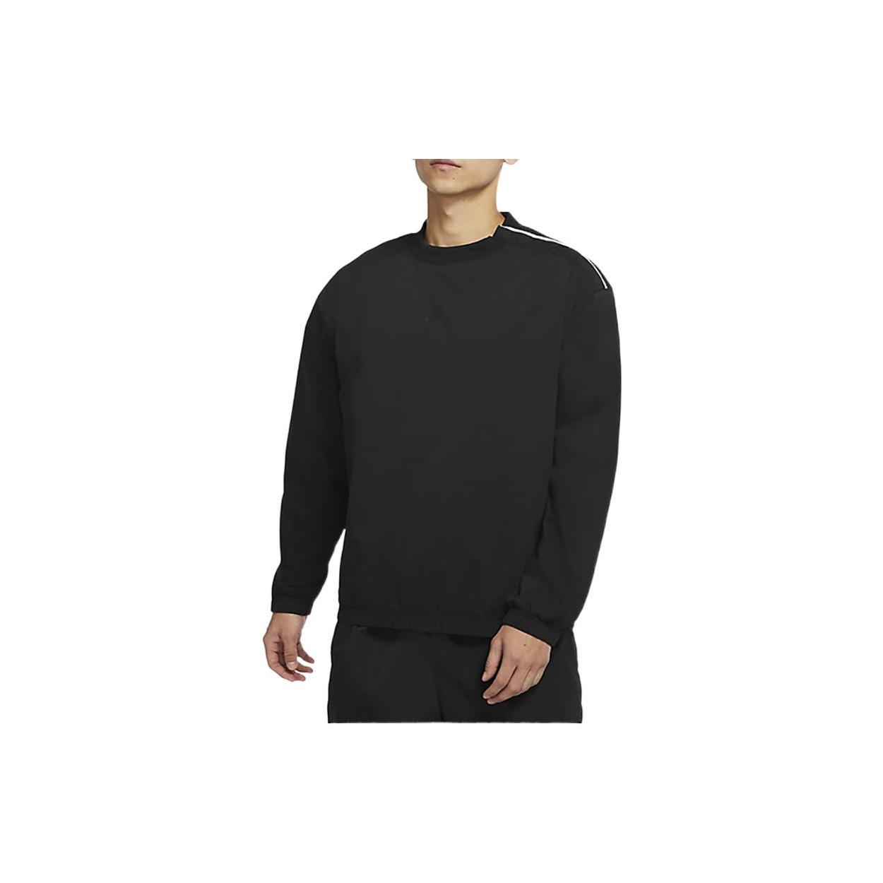 Men s Nike Solid Color Logo Stripe Cotton Round Neck Side Pullover Long Sleeves Black DD7017-010 S