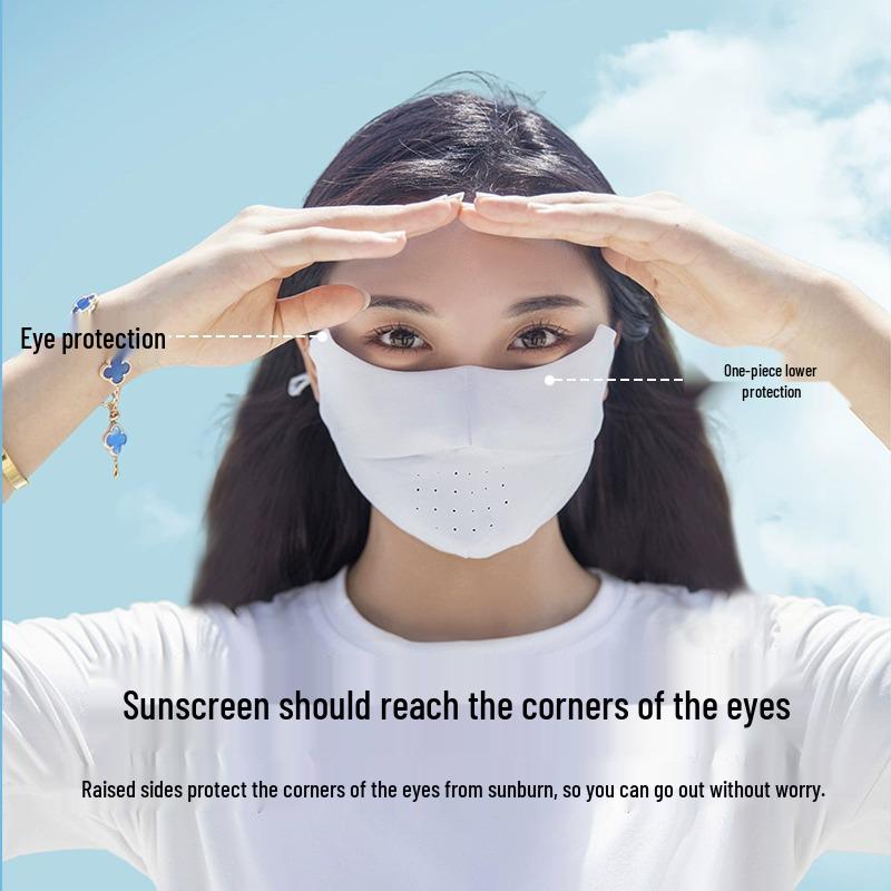 2025 Women's Sunscreen Mask: High-Value Ice Silk UV Protection with Full Face & Eye Corner Coverage, Breathable for Summer.