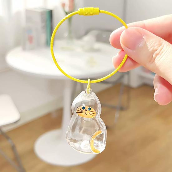 1/6Pcs Cat Style Memorial Keychain Pendant Transparent Cat Hair Storage Bottle Key Chain Pet Memorial Accessories