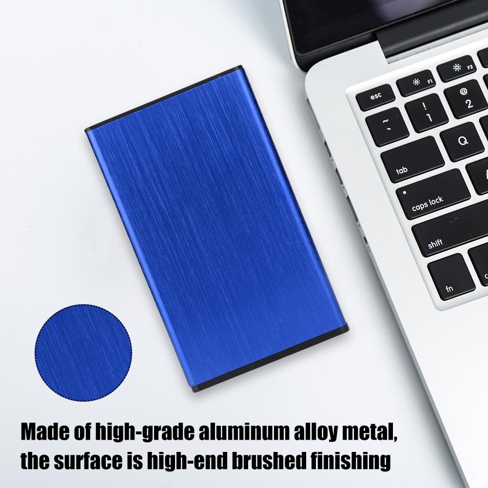 2.5inch USB2.0 Notebook External Mobile Hard Disk Case Box Aluminum Alloy Brushed Fit for 2TB HDD SSDBlue  (Not Inclube