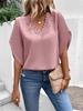 2026 Summer New Solid Color Lace V-Neck Flare Sleeve Loose Women's Top