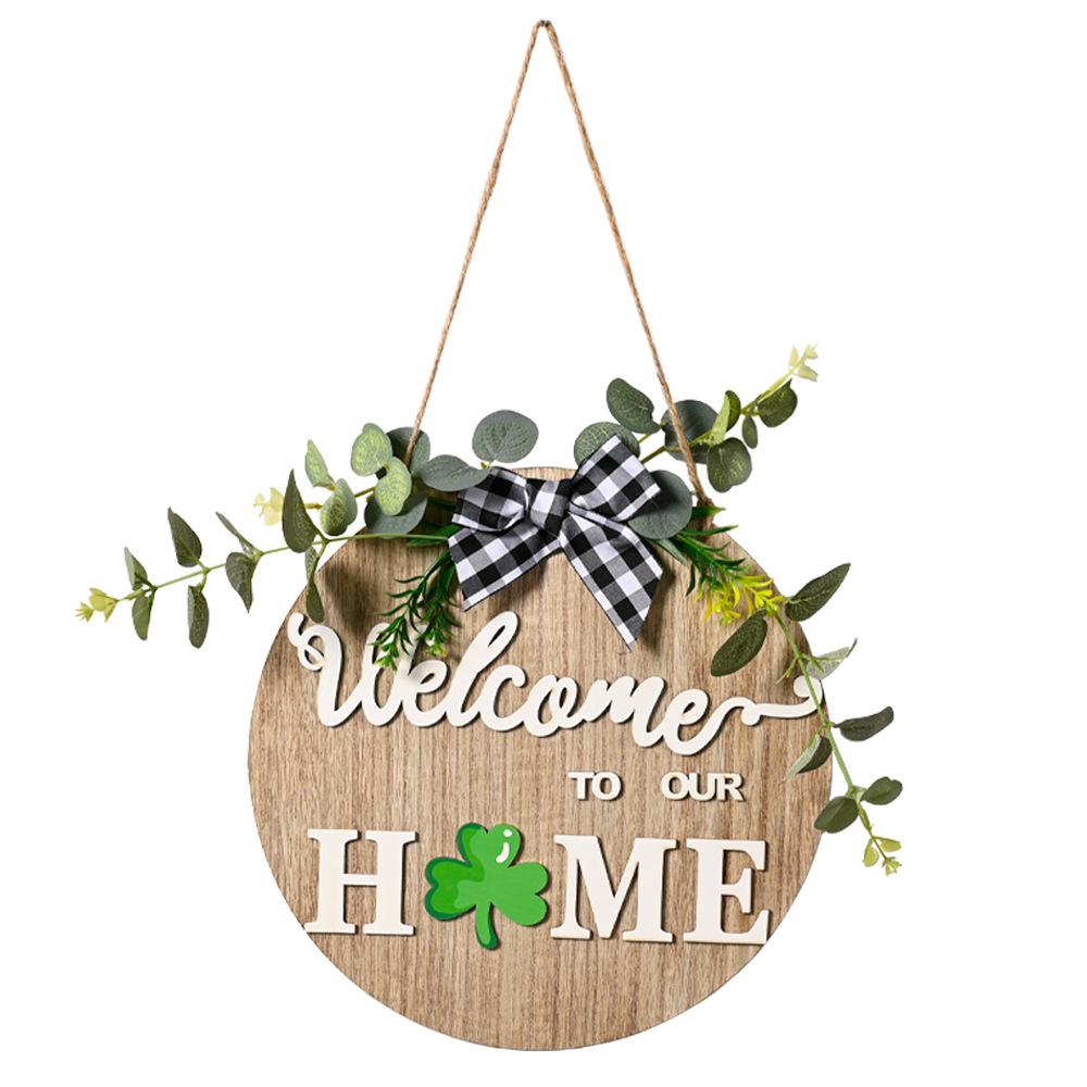 

1 Set Of Wooden Diy Replaceable Various Patterns Wooden Welcome Doorplate Christmas Halloween Hanging Home With 9 Accessories As shown