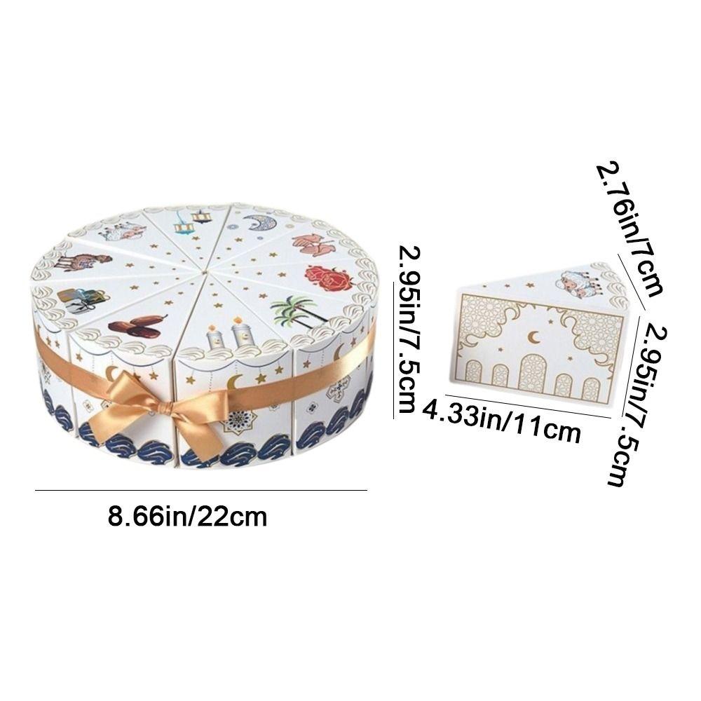 10 kusů/sáček Papírová dárková krabička ve tvaru dortu Střední východ Trojúhelníkové krabičky na balení dezertů Roztomilá krabička na dárky k ramadánu Párty