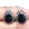 Cadou lucrat manual cu piatră prețioasă spinală neagră pentru cerceii ei bijuterii din argint 1,5 inchi