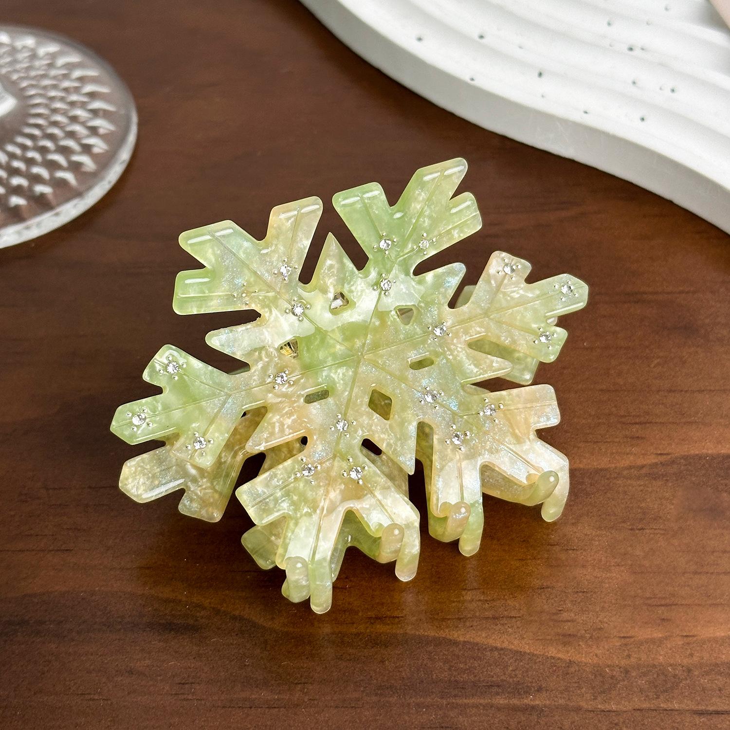 

Acetate Stunning Snowflake Hair Claw Clip With Luxurious Inlays Women For Green