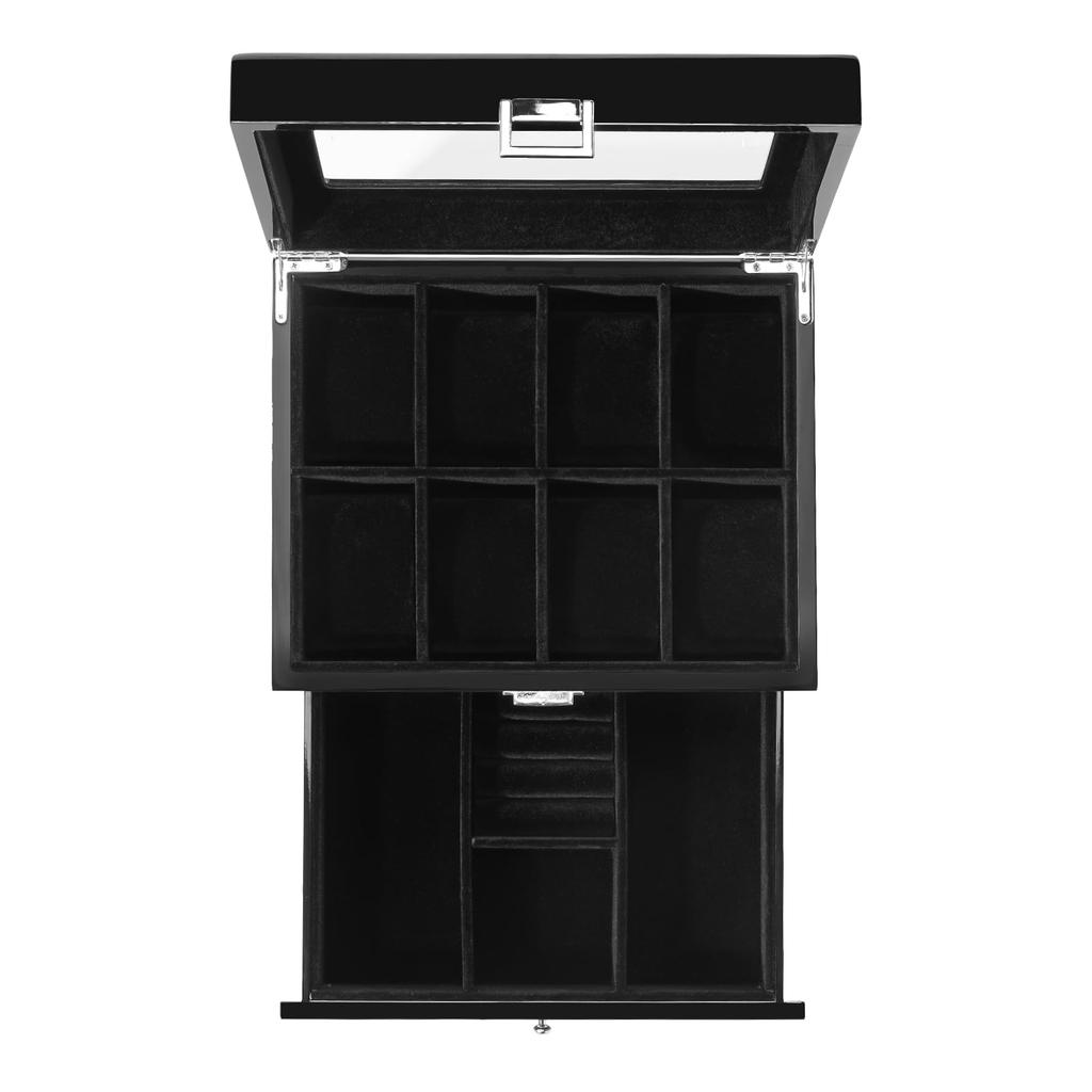 ProCase Watch Box Wooden Watch Watch Holder Organizer with Drawer and Display 8-Slot Case, Men's Case, 8-Slot Dual-Tier