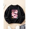 Kids Crewneck Sweatshirt, Three Cute Pink Rabbits Fun Print Long Sleeve Top for Autumn Winter