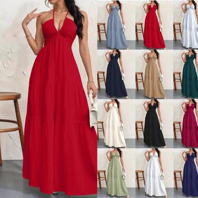 Halter Tie Neck Dress for Women European American Style Cross-border Summer Casual Dress