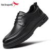Red Dragonfly Men's High-End Leather Casual Shoes - Soft Sole Cowhide Dad Shoes for Spring & Autumn