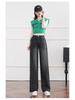 High Street Black High-Waisted Straight Leg Jeans - Slimming Wide Leg, Floor-Length, Loose Fit for Spring/Autumn 2026
