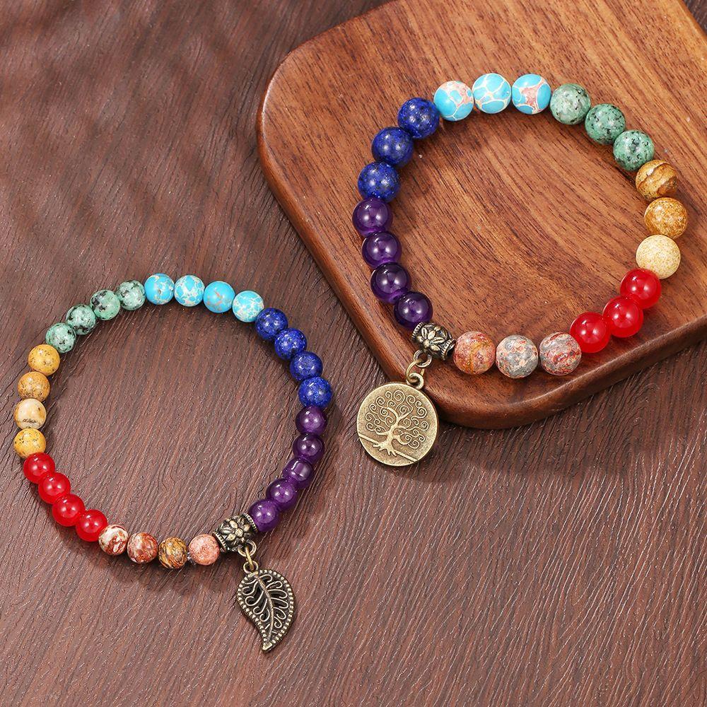 Turquoise Bracelet Tree of Life Pendant Bracelet 8mm White Turquoise Bracelet Two-piece Set