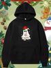 Santa Hat And Holiday Light Pattern Hoodie, Unisex Basic Sweatshirt, Printed Sweatshirt, Plus Size