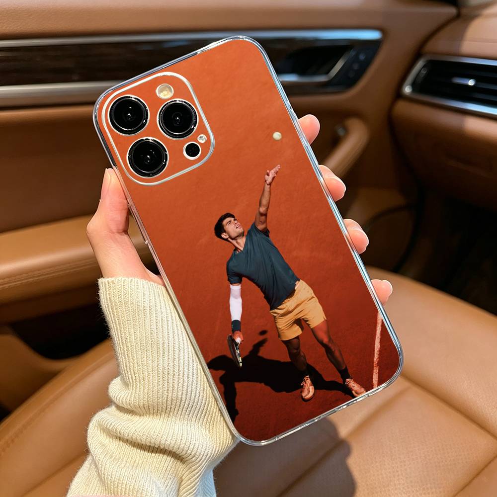 Funda de Teléfono de Tenis C-Carlos -A-Alcaraz Para iPhone17,16,15,14,13,12,11 ,Pro Max, Plus Cubierta Transparente de Silicona Suave