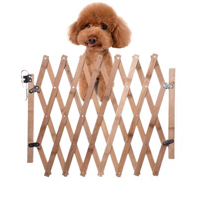 Pet Gate Retractable Adjustable Dog Sliding Door Wood Indoor Dog Gate Doorway Stairs Pet Puppy