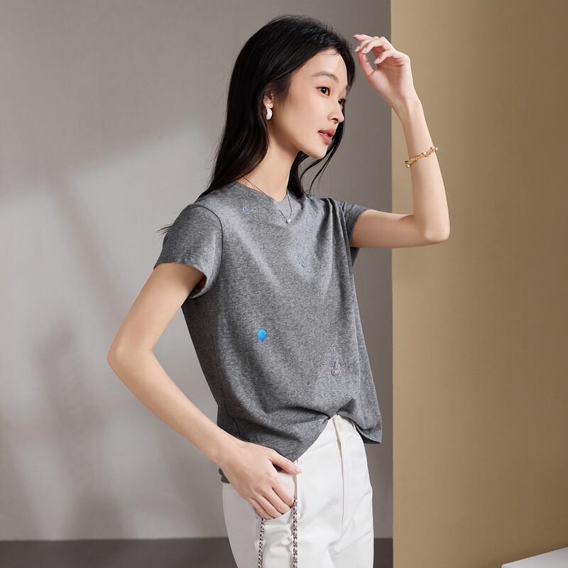 SOFSIL 2026 Summer Embroidered Short-Sleeve T-Shirt S