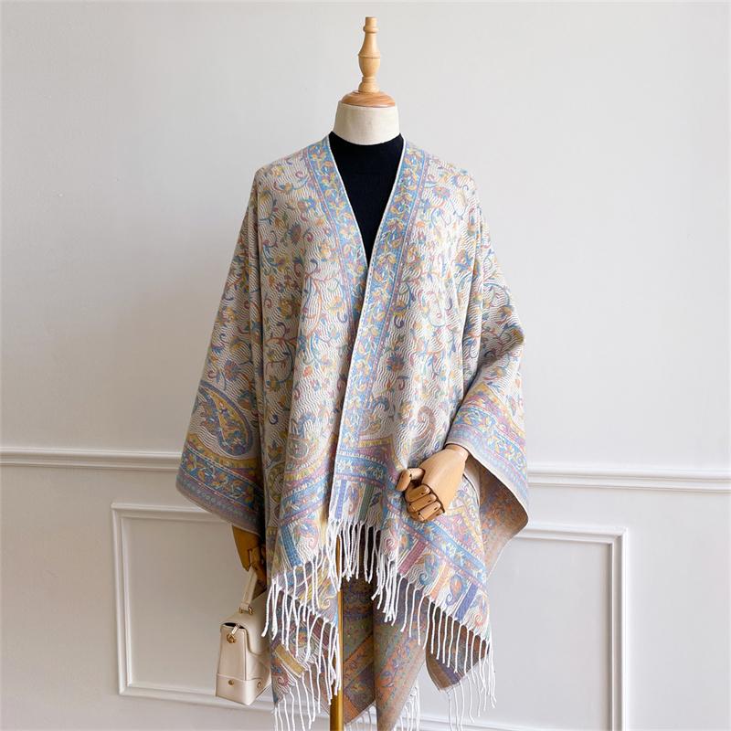 Design Floral Printed Cashmere Scarf Women Winter Pashmina Shawls And Wraps Thick Warm Bufanda Stoles Blanket Luxury