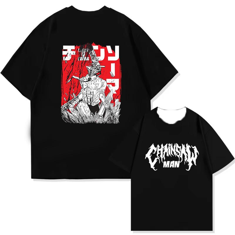 Anime Chainsaw Man T-Shirt Denji Power Manga Graphic Tee Men Summer Casual Japanese Cartoon Streetwear T-shirt Breathable