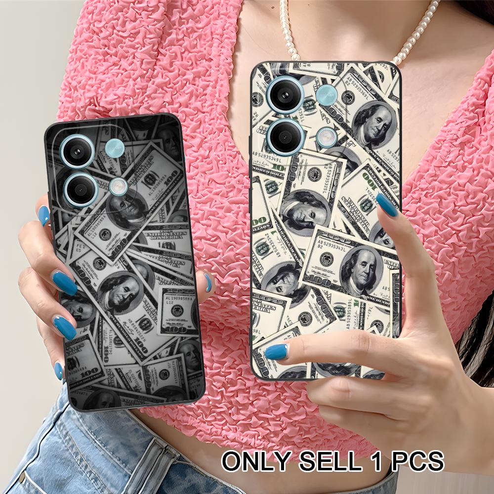 USD Dollar Matte TPU Mobile Phone Case for Xiaomi Redmi 15 14 13 12 A5 3 2 1 C Plus 4G 5G Colorful Printing Cover