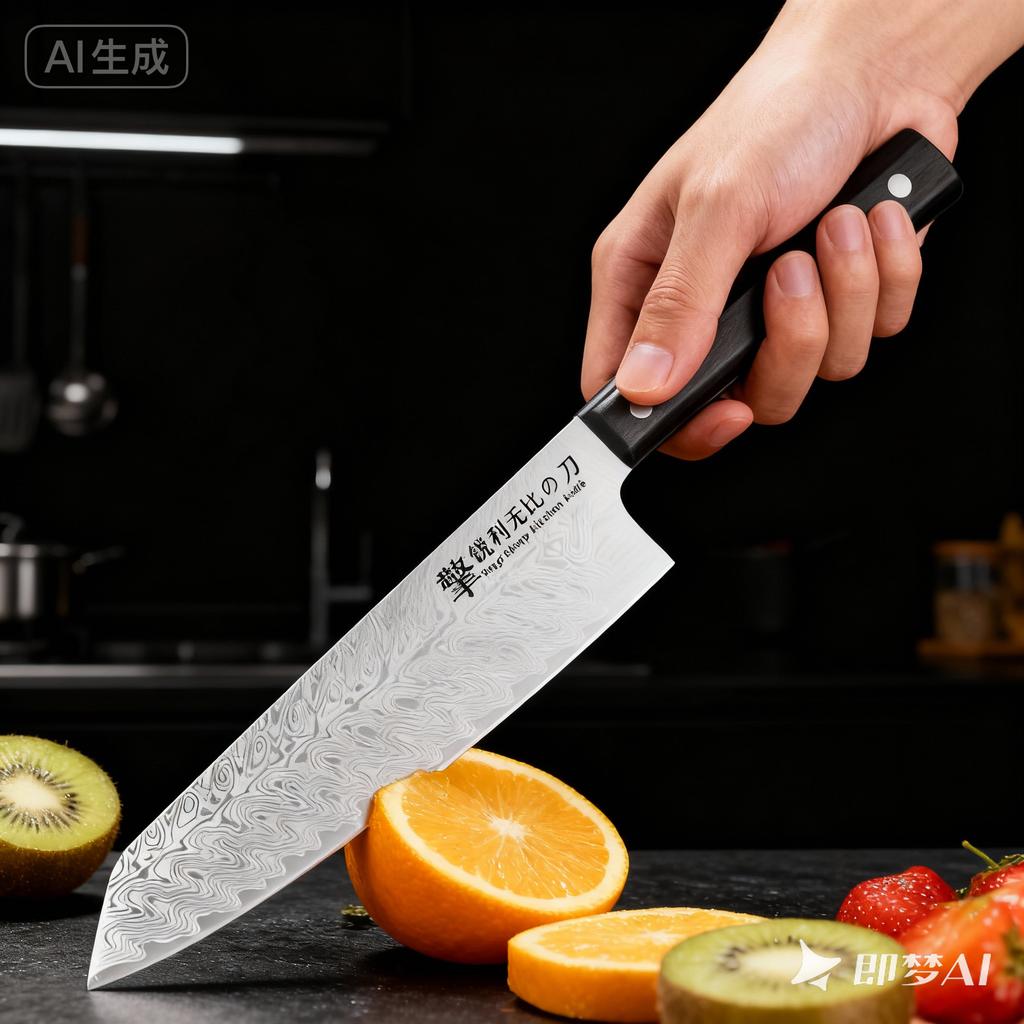 Damascus Textured Kitchen Knife, a High-quality Japanese Kitchen Accessory, Is Suitable for Cutting Meat, Vegetables and Fruits