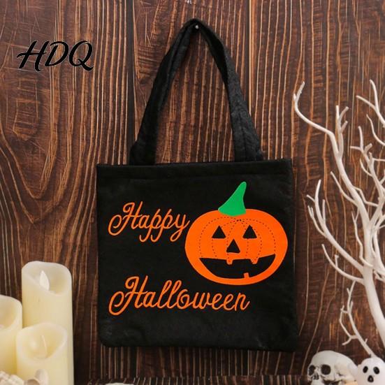 School Activity Pouch Halloween Candy Bag Non-woven Fabric Trick or Treat Tote Bag with Pumpkin Kids Holder Ghost Patterns Large Capacity