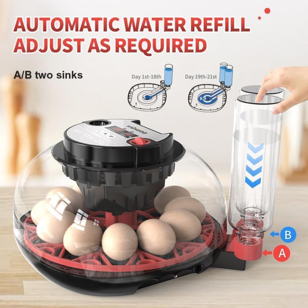 Explore+ 12 Egg Incubator for Beginners, Multi-Level Adaptive Humidity (Auto-Refill & Dual-Bottle) & Stable Temp Control, Auto Egg Turning, Real-Time