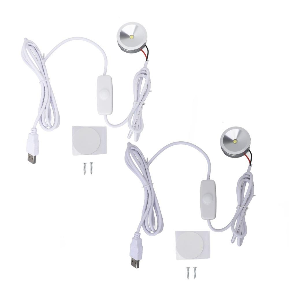 2pcs 6.6ft Cable USB Mini Spotlights 5V Small Spot Lights LED Spotlights  Display Cabinets