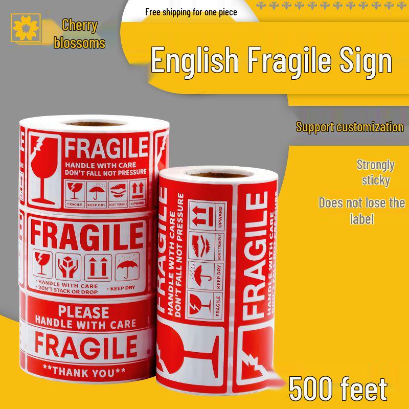Large Fragile Label - Handle with Care: Do Not Drop, Do Not Press, Express Delivery, Heavy Pressure