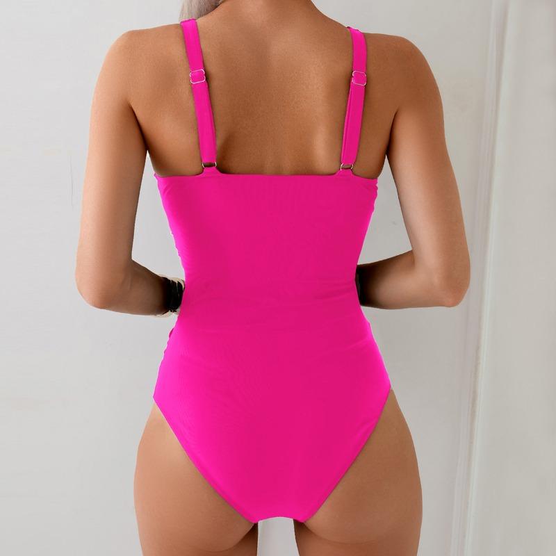 Royal Blue V Neck Ruched One Piece Swimsuit Tummy Control Bathing Suit