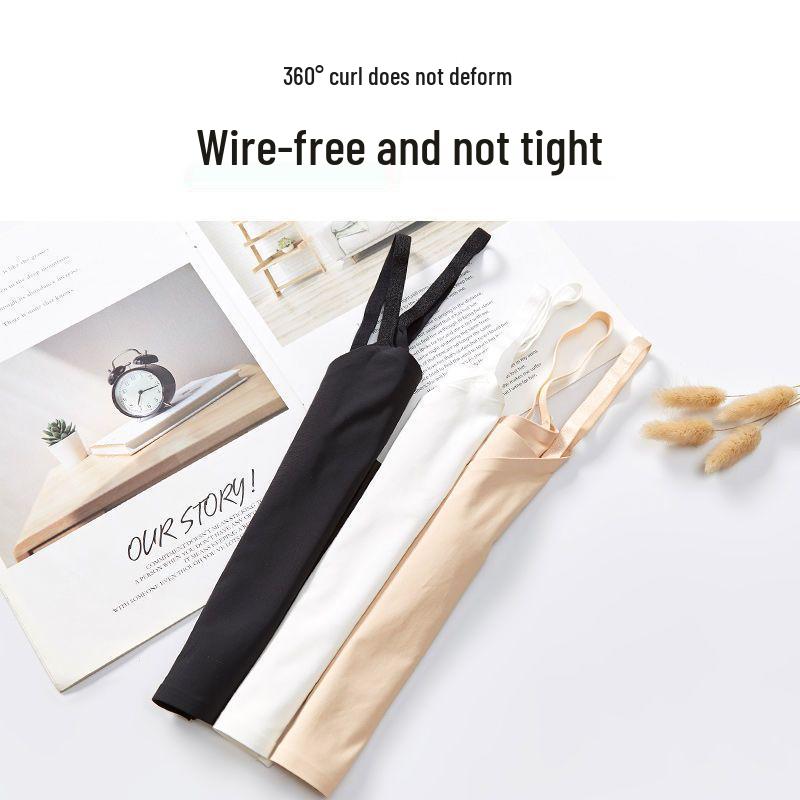 Atmungsaktives Sommer-Bustier für Mädchen aus Eis seide, nahtlos, mit Spaghettiträgern und Anti-Exposure-Bandeau