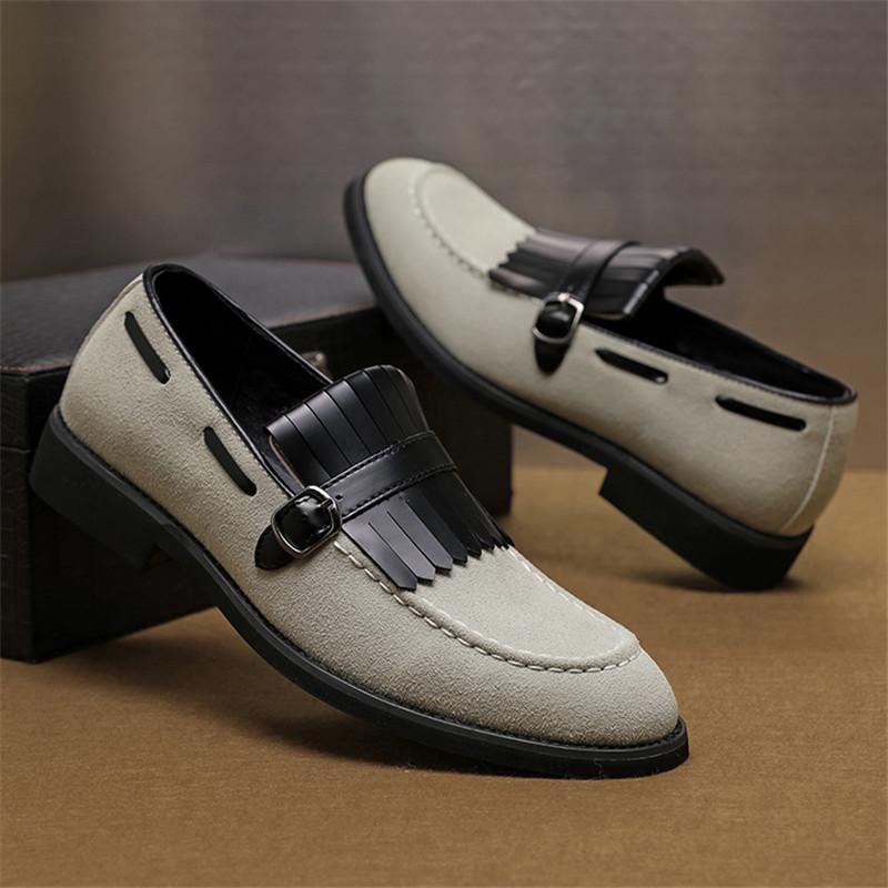 

Новые модные туфли с кисточками из смешанной замши для мужчин, повседневные лоферы для бизнеса, вечеринок, платья, свадьбы, выпускного вечера 38