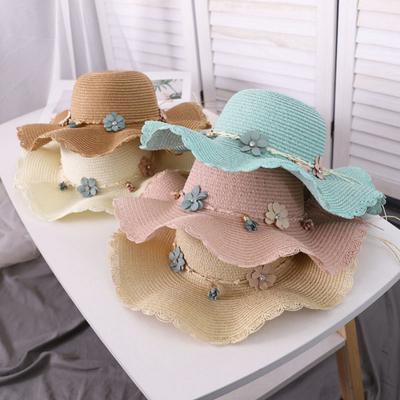 Summer Sun Hat, Women's Vacation Beach Sun Hat, Grass Hat, Flower Dome, Wave Edge, Versatile Sun Hat