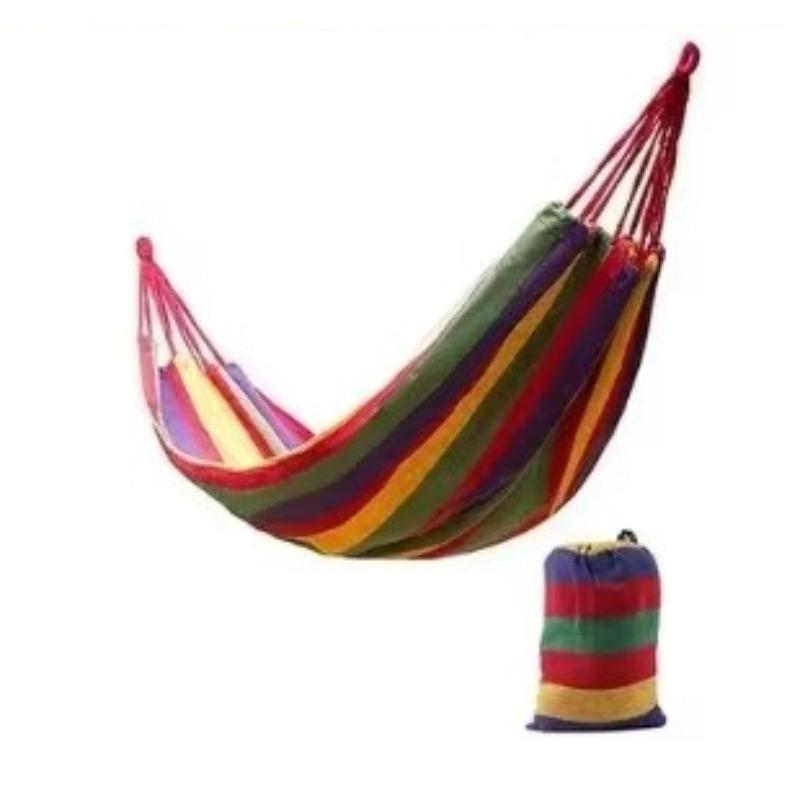 1 Pcs Thick Canvas Hammock Double Hammock Outdoor Camping Backpackaging Leisure Swing Portable Hanging Bed Wooden Stick Hammock
