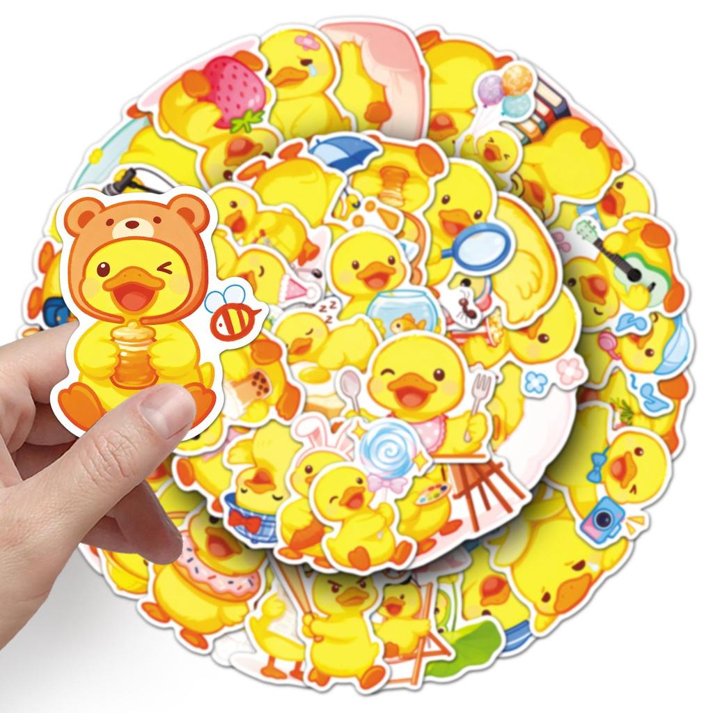 51PCS Cute Duck Cartoon Stickers - Yellow Animal Series for Notebooks & Phone Cases