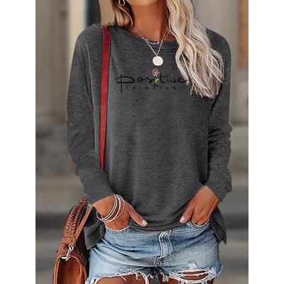 T-shirt da Donna a Manica Lunga con Stampa Floreale Ispirazione Vintage - Morbido Top Casual Elasticizzato Girocollo per Primavera Estate Autunno