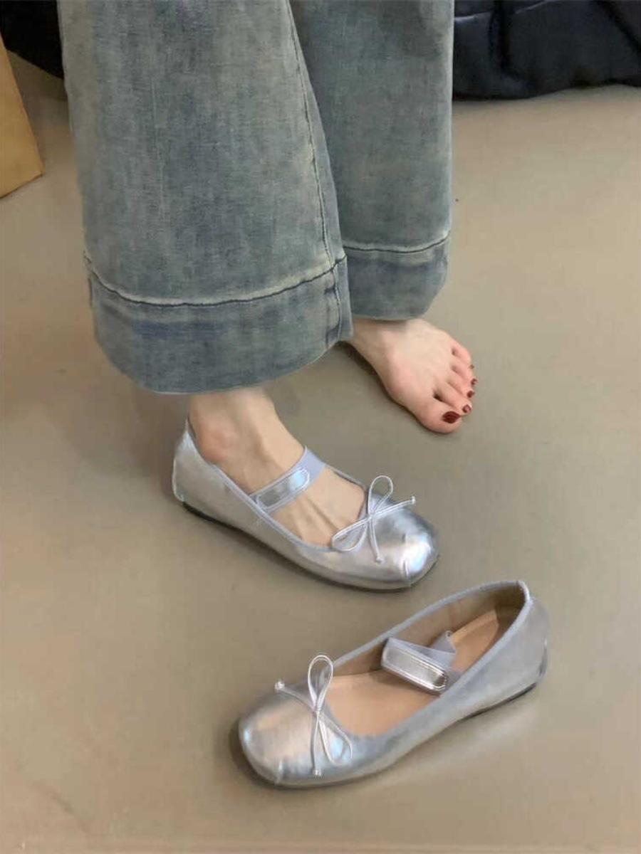 

Туфли Мэри Джейн Нежный Вечерний Ветер Женские 2025 Новые Элегантный Сатин с Юбкой Внутреннее Увеличение Высоты Вечерние Туфли 39 серебряный