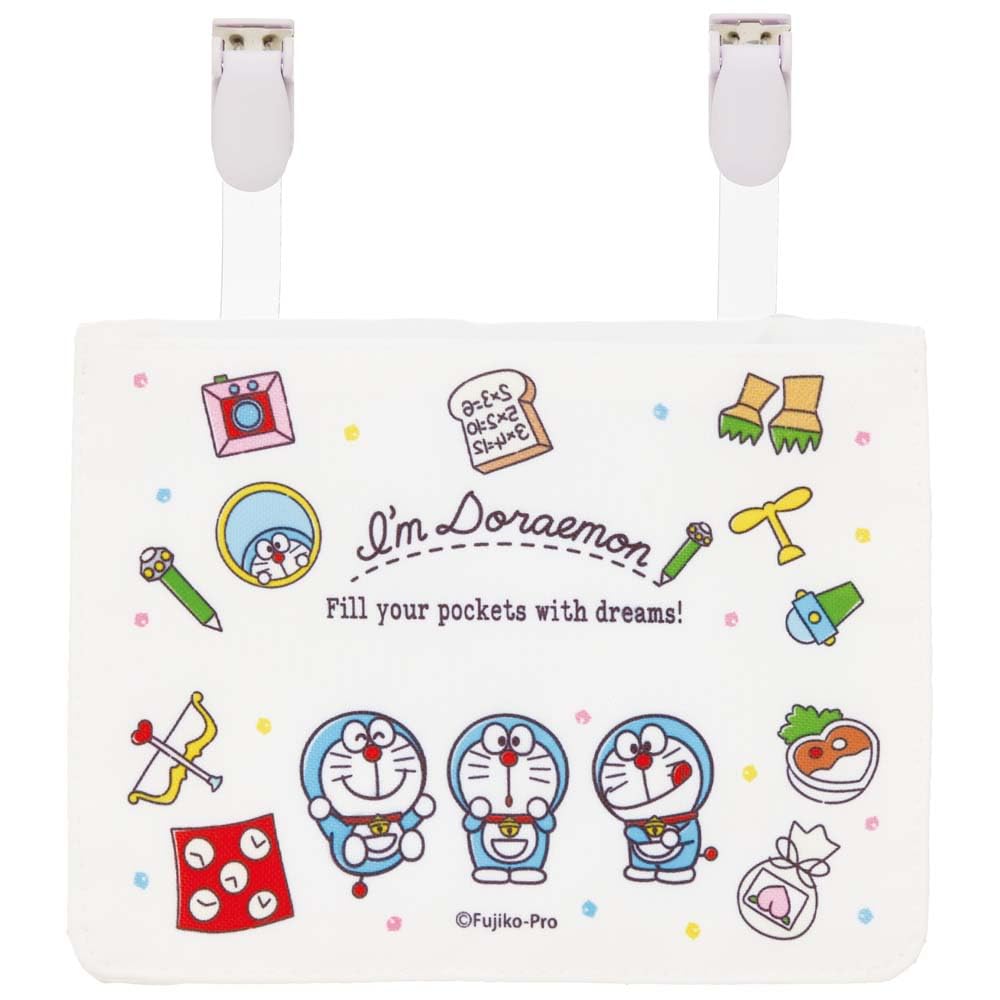 Skater Doraemon Line Design Sanrio Travel Pocket Pouch with Shoulder 11cm H X 14cm W X 3cm D ODKP2-A 2-Way Strap,