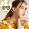 1 Pair Cute Gradient Color Heart-shaped Hoop Earring- Vintage Colorful Enamel Love Heart Dangle Drop Earring for Women Girl Teen 14K Gold Plated