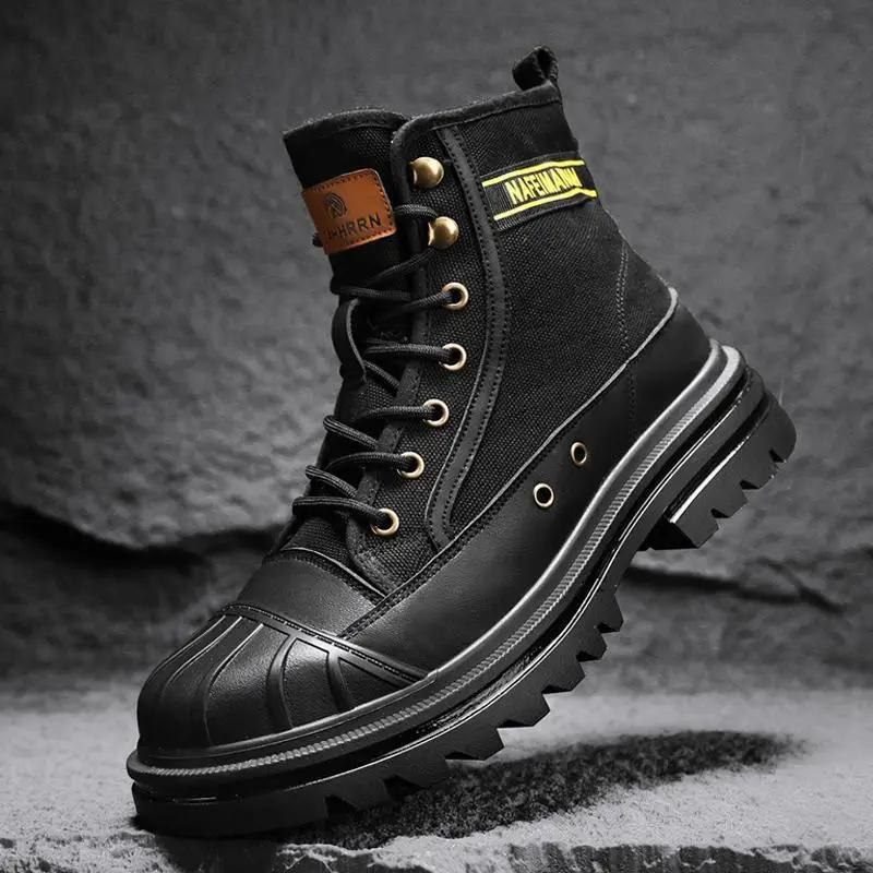 New Ankle Boots, Canvas High Top Shoes for Men, Comfortable and Durable Combat Boots, Casual Sports Shoes