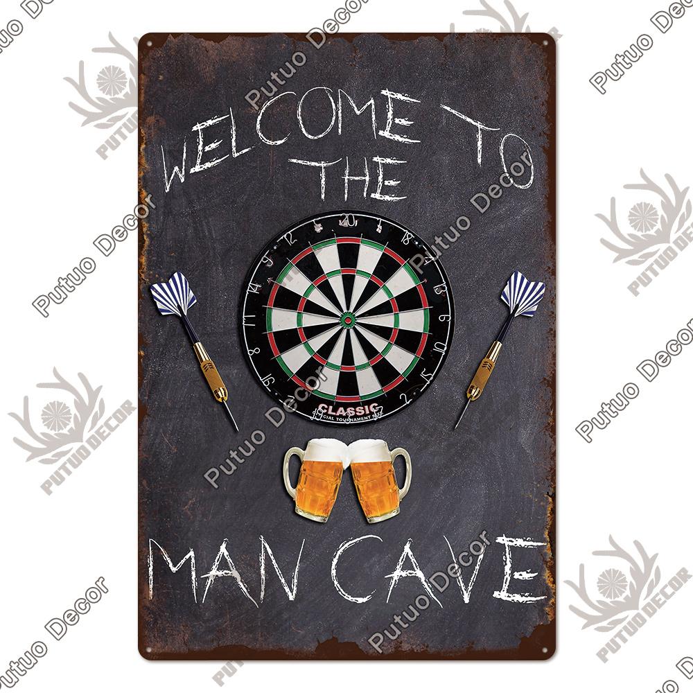 Putuo Decor Vintage Tin Sign Darts Game Metal Plaque Retro Posters for Garage Man Cave Room Home Wall Art Decorations