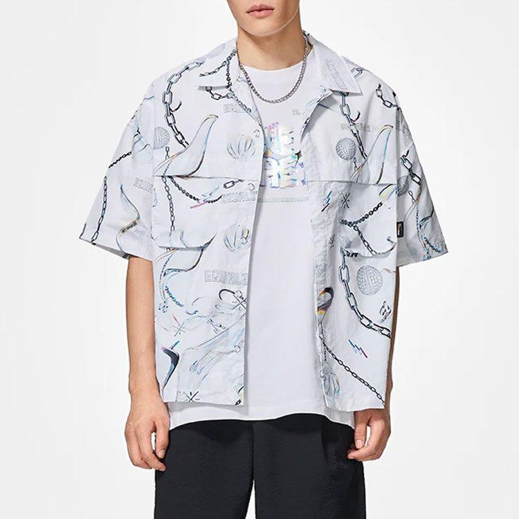 Li Ning Wade Collection Shirts Men's White Gray Lapel Moderate Other ASHS445-1