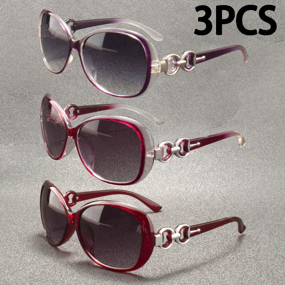 3PCS Fashion Square Sunglasses Women Luxury Brand Big Purple Sun Glasses Female Mirror Shades Ladies Feminino
