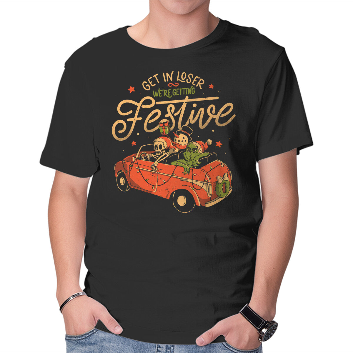 Unisex Crew Neck T-Shirt We re Getting Festive Graphic Short Sleeve Casual Tee XXL